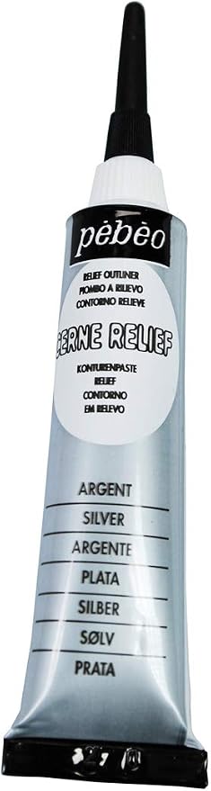 Pebeo Vitrail Glass Paint 774100 Konturenpaste 20 ml Tube in Blister Pack Silver by PEBEO