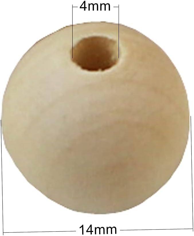 100pcs 14mm Natural Wood Beads DIY Unfinished Round Wooden Loose Beads Bulk - Image 3