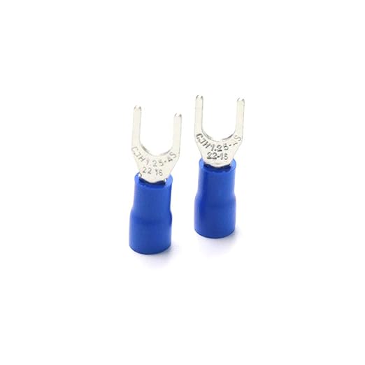 BokWin SV1.25-4S 22-16AWG Blue Insulated Fork Spade Wire Connector Electrical Crimp Terminal 500Pcs