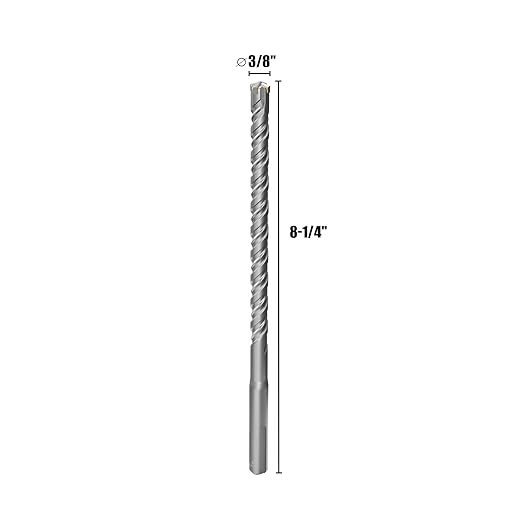 CSOOM SDS Plus Rotary Hammer Drill Bit 3/8"x8.27", Professional Concrete Drill Bit for Concrete, Brick, Stone and Cement Walls