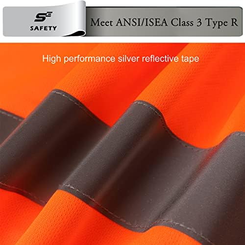 High Visibility Shirts for Men Class 3 Hi Vis Reflective Construction Shirts for Men with Pocket Safety T Shirt for Mens Work Shirt for Mens Short Sleeve Orange