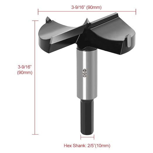 ASNOMY 3-9/16 Inch Forstner Drill Bit, Carbide Tipped Forstner Bit for Hard Wood, Wood Drilling Hole Saw Set Woodworking Hinge Cutter Tool Kits for Plastic Plywood
