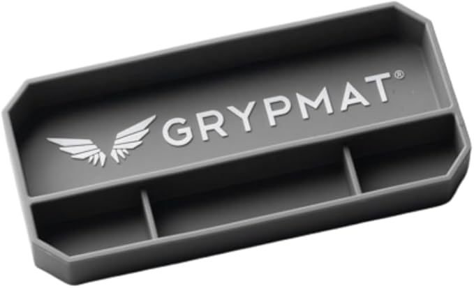 Grypmat Plus Grip Mat for Mechanics - Non-Slip Flexible Silicone Tool Tray - Tool Organizer for Tool Box - Magnetic-Free, Easy-to-Clean Tool Mat - Small, Gray
