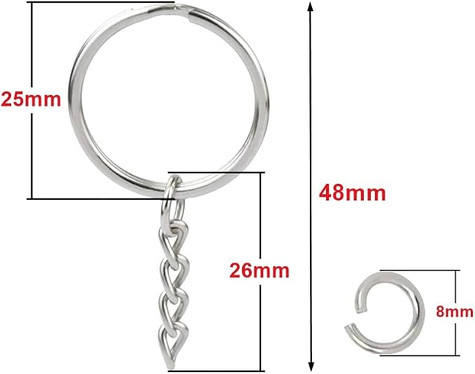 100Sets 1 inch Keychain Rings Silver Split Round Key Ring - Image 2