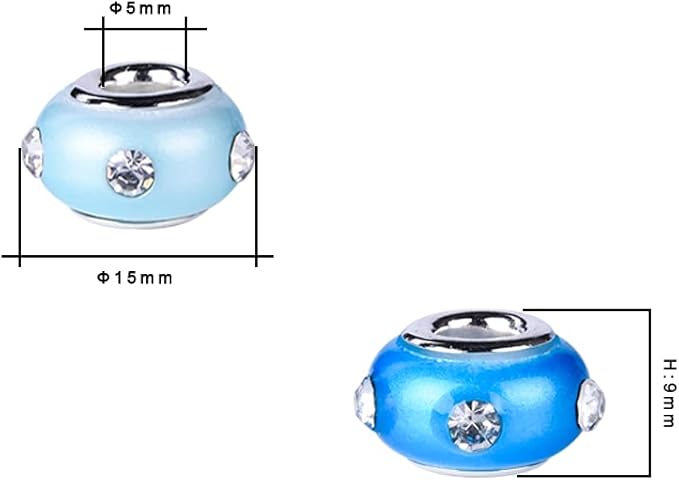 120 Pieces Assorted European Craft Beads Large Hole Lampwork Spacer Beads - Image 4