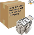 Evridwear Cotton Polyester String Knit Shell Safety Protection Work Gloves for Painter Mechanic Industrial Warehouse Gardening Construction One Case (12 Pairs X20) With Two Side dots, S Size