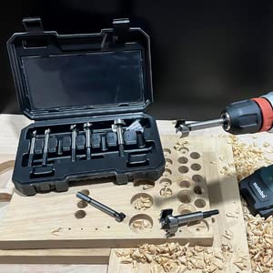 Forstner Bit Set 8Pcs Hex Shank, Wood Drill Bits Set with Multi Sided Shank