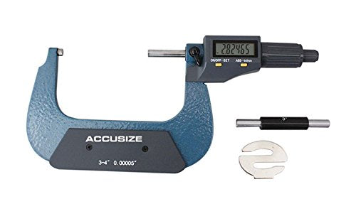 Accusize Industrial Tools 3-4''/75-100 mm by 0.00005''/0.001 mm 2 Key Electronic Digital Outside Micrometer, mm/Inch, Metric/Imperial, Md71-0004