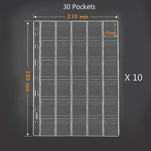 30 Pocket Coin Pages 10 Sheet Plastic Coin Holders Stamp Collector Supplies | - Image 2