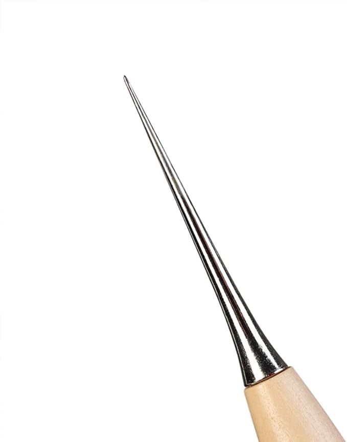 WUTA Leather Craft Awl Tools Leather Hole Punch Tool Sewing Punching Hole Maker Stitching Over Stitch Wood Handle 3 Packs