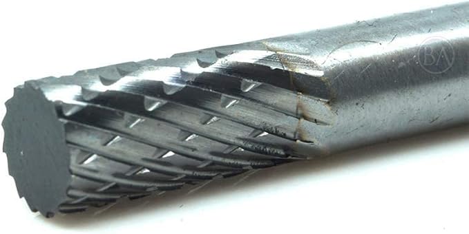 Benchmark Abrasives 6” Cylinder Shape Double Cut Tungsten Carbide Die Grinder Bits Metal Deburring Tool Rotary Burr, 1/4 Inch Shaft, Engraving Tool for Woodworking Shaping Carving (SA-1)