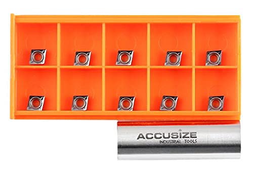 Accusize Industrial Tools CCGT21.51 BU810 Carbide Inserts for Cutting Aluminum, 10 Pc Set, 2000-1008x10