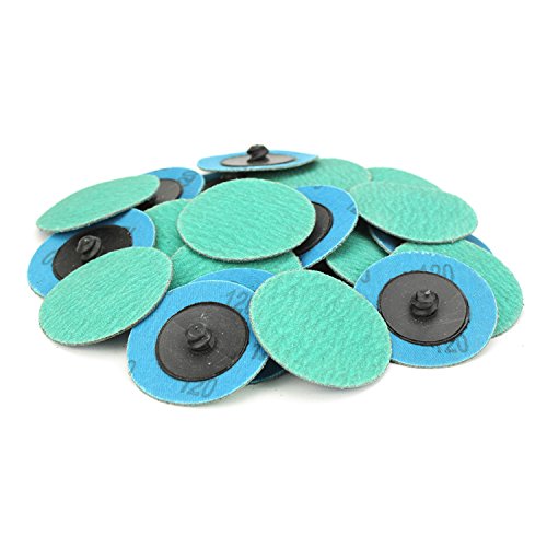 BHA Green Zirconia with Grind Aid Quick Change Sanding Discs Type R Male Roll On, 2" (120 Grit) - 25 Pack