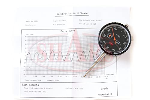 Shars 0.5" Dial Indicator Premium Series, 0.001" Graduation, AGD2, Lug Back with Calibration 303-3225 P]