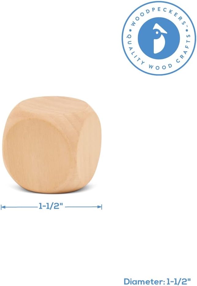 Blank Wooden Dice for Crafting and Games, 1.5 Inch Wood Blocks for Crafts - Image 4