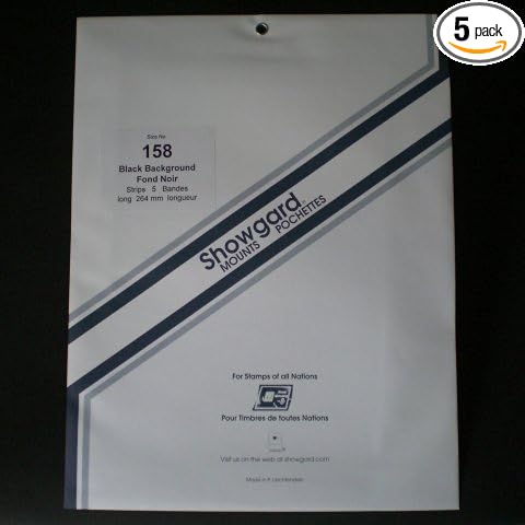 Strip Style Black Stamp Mounts Size 158 by Showgard