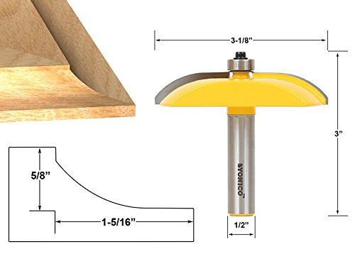 YONICO Raised Panel Cabinet Door Router Bits 3-1/8-Inch Diameter Cove 1/2-Inch Shank 12133