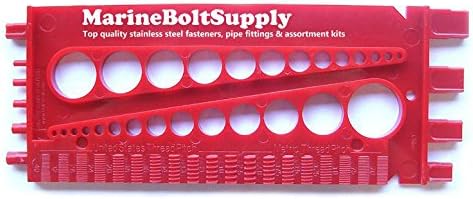 Nut, Bolt & Screw Gauge Standard & Metric Coarse & Fine Diameter, Length & Thread Pitch (Red)