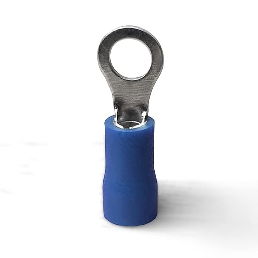 ANGSTROM #8 Bolt Ring Terminals, Insulated Electrical Crimp Connectors 100pcs (16-14ga Blue)