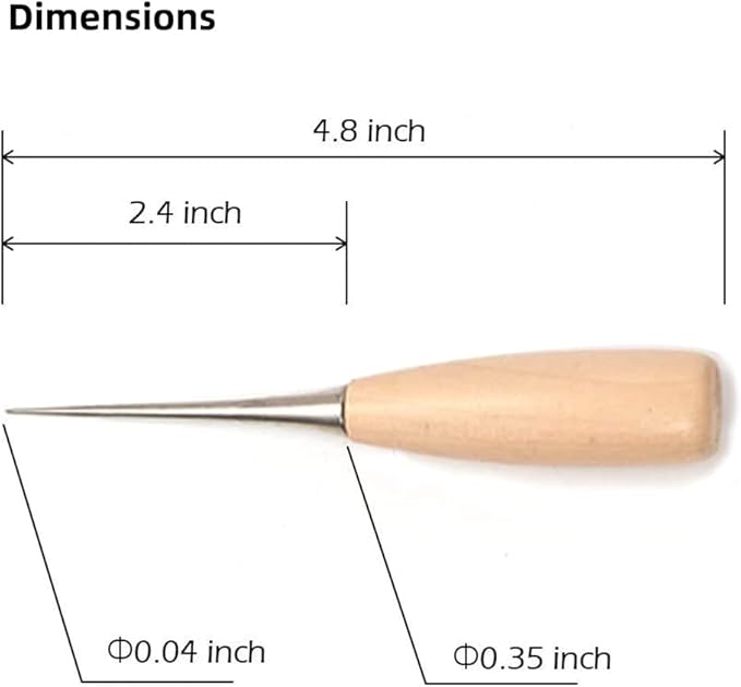 WUTA Leather Craft Awl Tools Leather Hole Punch Tool Sewing Punching Hole Maker Stitching Over Stitch Wood Handle 3 Packs