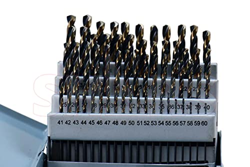 Shars #1 - #60 135° 60 Pcs HSS Heavy Duty Black & Gold Finish Jobber Drill Set 404-2932 P)
