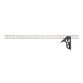 Starrett Steel Combination Square with Square Head - 24" Blade Length, Forged and Hardened Steel Heads, Reversible Lock Bolt, Scriber, Spirit Level, 4R Graduation Type - C33H-24-4R