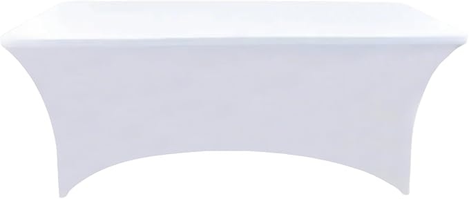 10-Pack 4ft White Spandex Table Covers - Image 7