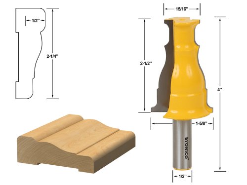 YONICO 16122 2-1/4-Inch Door & Window Casing Router Bit 1/2-Inch Shank