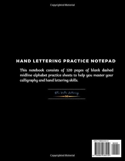 Hand Lettering Practice Notepad: 120 Blank Dashed Midline Pages Notebook - Image 2