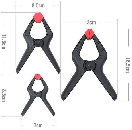 WORKPRO 16-Piece Nylon Spring Clamp Set-4pc 6-1/2", 6pc 4-1/2" , 6pc 3-3/8", for Woodworking, Photography Studios and DIY Works, Black