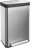 18 Gallon Stainless Steel Step Trash Can with Soft-Close Lid & Stay-Open, Rectangular Kitchen Garbage Bin for Home & Office, Tall Trash Bin No Liner Needed (70 Liter Larger Capacity)