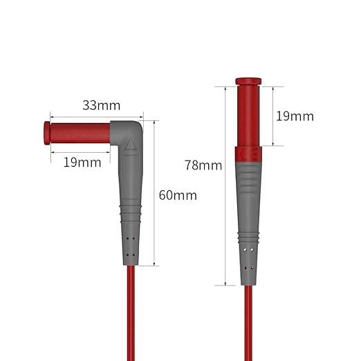 2PCS Digital Multimeter Test Lead Male to Male Extension Right Angle to Straight 4mm Banana Plug Connectors Multi Meter Leads Silicone Wires Adapter