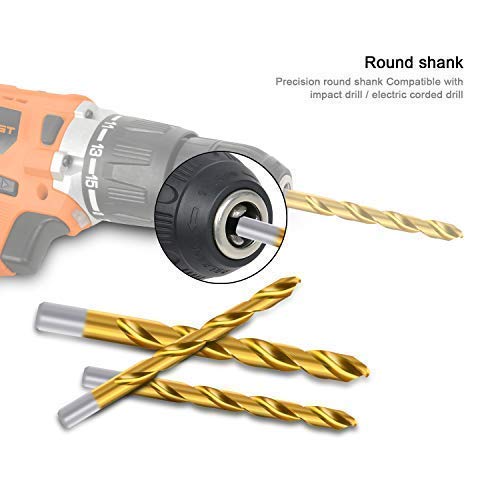 ENERTWIST Titanium Drill Bit Kit Set for Metal and Wood 230-Piece - Anti-Walking 135 Deg Tip Coated HSS from 3/64inch up to 1/2 Inch, ET-DBA-230B