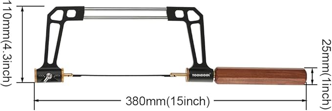 TOOLCOOL Coping Saw for Woodworking Aluminum Alloy Frame Hardwood Hex Handle Handsaw with 15T 18T 24T High Speed Steel Saw Blades