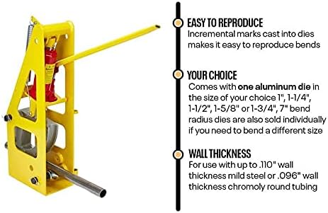 3rd Generation Hydraulic Tubing Bender for Round Tubing, Hydraulic Pipe Bender for Roll Cage Tubing, 1.625 Inch Round Dimple Die