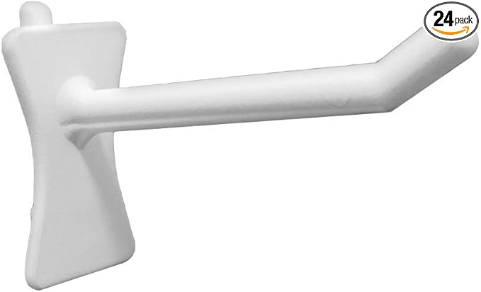 PegPro® 2" Hooks Kit for Standard “Wood Fiber” pegboard – Durable Plastic Pegboard Hooks - for Garage, Kitchen, Craft Room, and More (2" Hook - 24 Pack, White)