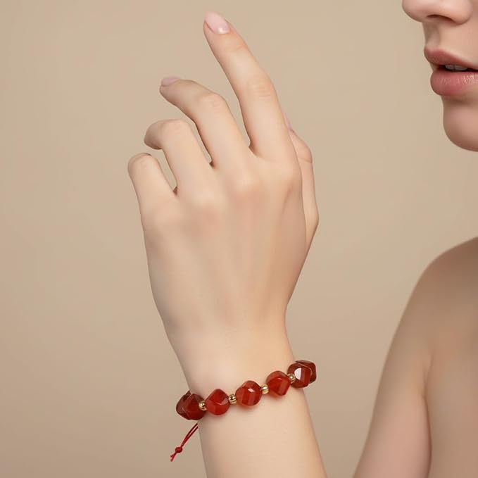 42pcs Natural Red Striped Agate Stone Beads - Image 5