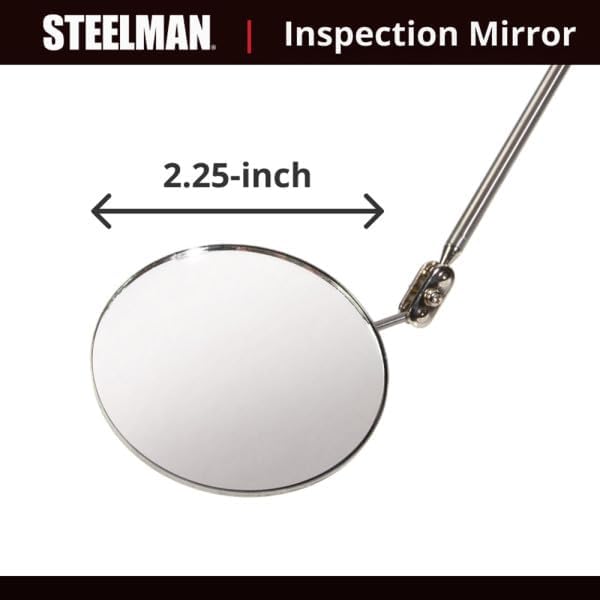 Steelman 29-Inch Telescoping Auto Inspection Mirror, Durable Steel, Articulating 3.25-Inch Round Mirror, Contoured Grip (Case of 10)