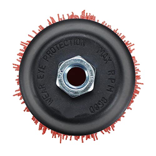 BHA 4" Abrasive Filament Nylon Bristle Cup Brush, 5/8-11 Threat Arbor - Red (120 Grit)
