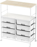 Rolling cart with 8 drawers, Storage drawer cart with wooden tabletop, Lockable by APEXCHASER
