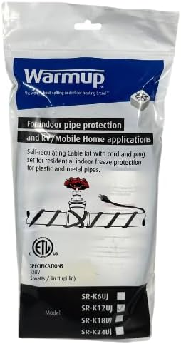 Unjacketed Self-Regulating Heater Cable Kit – 120V, Pre-Terminated Plug, for Indoor Residential Pipe Protection Only (6FT)