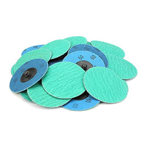 BHA Green Zirconia with Grind Aid Quick Change Sanding Discs Type R Male Roll On, 3" (60 Grit) - 25 Pack