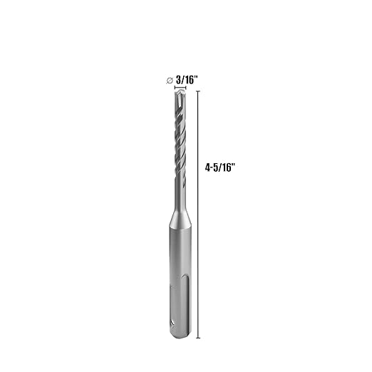CSOOM SDS Plus Rotary Hammer Drill Bit 3/16"x4.33", Professional Concrete Drill Bit for Concrete, Brick, Stone and Cement Walls