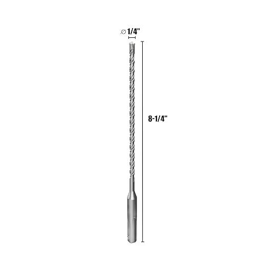 CSOOM SDS Plus Rotary Hammer Drill Bit 1/4"x8.27", Professional Concrete Drill Bit for Concrete, Brick, Stone and Cement Walls