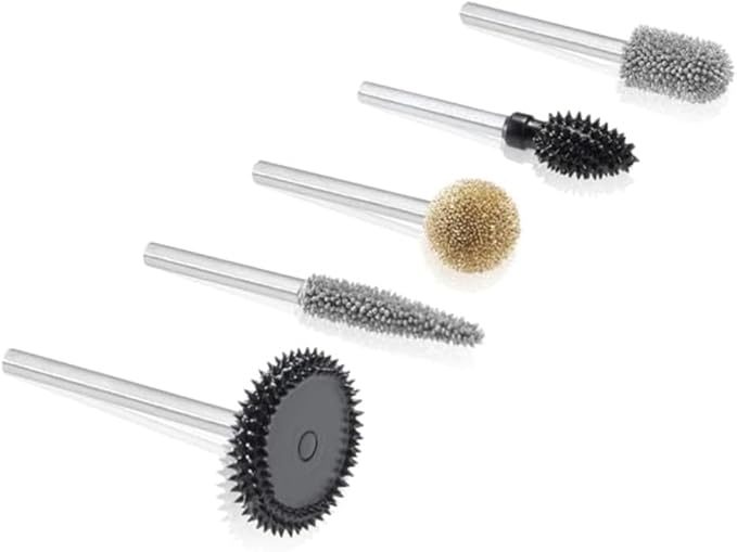 Kutzall 5-Piece Rotary Burr Kit - 1⁄8" Shaft, Variety Grit - Wood Carving Bits for Dremel, Foredom, Ryobi, DeWalt, Milwaukee Tools - Structured Tungsten Carbide