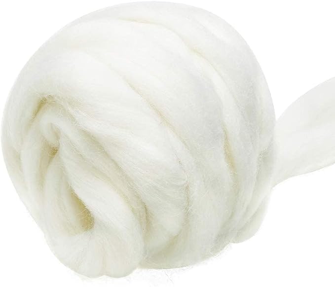 3.53oz Wool Roving: Needle Felting Wool White Roving Wool Felting Supplies Pure by Jupean