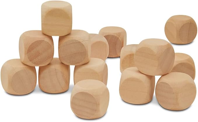 Blank Wooden Dice for Crafting and Games, 3/4 Inch Wood Blocks for Crafts by Woodpeckers