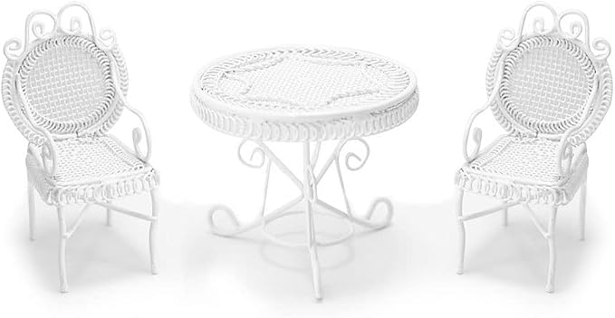 Dollhouse Miniature Bistro Table & Chairs Set Accessories Metal 1:12 Scale - Image 7