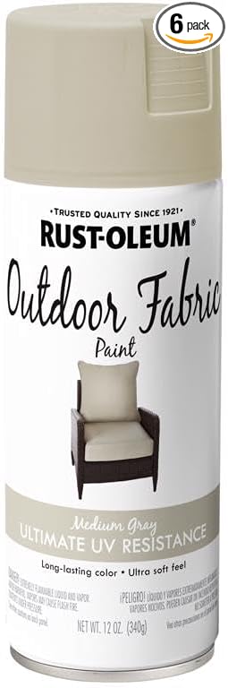 Rust-Oleum 358839-6PK Outdoor Fabric Spray Paint, 12 oz, Medium Gray, 6 Pack by Rust-Oleum
