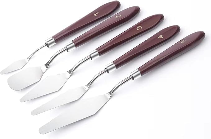 FUPUALL 5 Pieces Painting Knives Stainless Steel Spatula Palette Knife Oil - Image 4